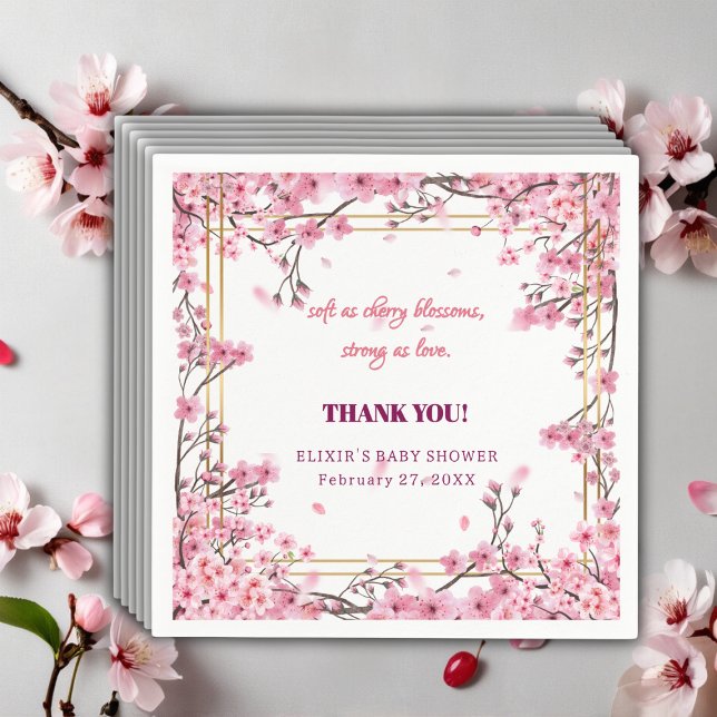 Soft Cherry Blossom Sakura Baby Shower Napkins (Creator Uploaded)