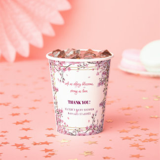 Soft Cherry Blossom Sakura Baby Shower Paper Cups
