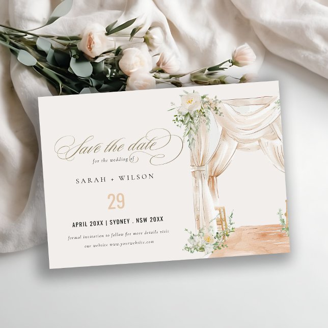 Soft Chic Blush Floral Canopy Botanical Wedding Save The Date (Creator Uploaded)