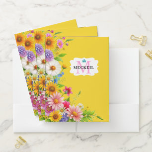 Soft Chic Blush Pink Peony Leafy Botanical Floral Pocket Folder