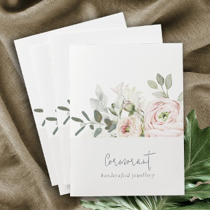Soft Chic Blush Pink Peony Leafy Botanical Floral Pocket Folder