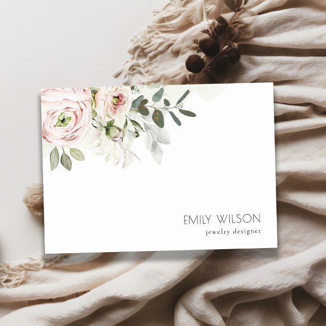 Soft Chic Blush Pink Peony Leafy Botanical Floral Post-it Notes (Creator Uploaded)