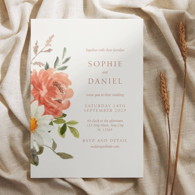 Soft Chic Floral Watercolor Wedding Invitation (Creator Uploaded)