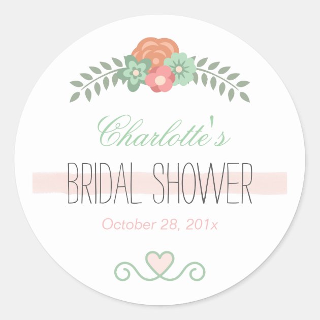 Soft Chic Rose Pink Floral Decor Bridal Shower Classic Round Sticker