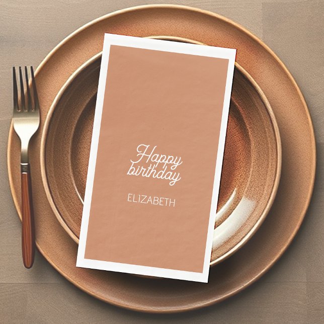 Soft Chocolate Brown Birthday Paper Guest Towels (Creator Uploaded)