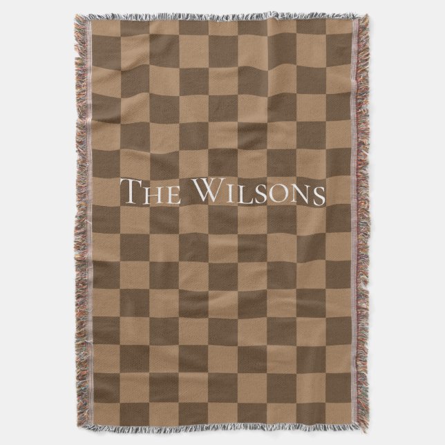 Soft Chocolate Squares Throw Blanket (Front Vertical)