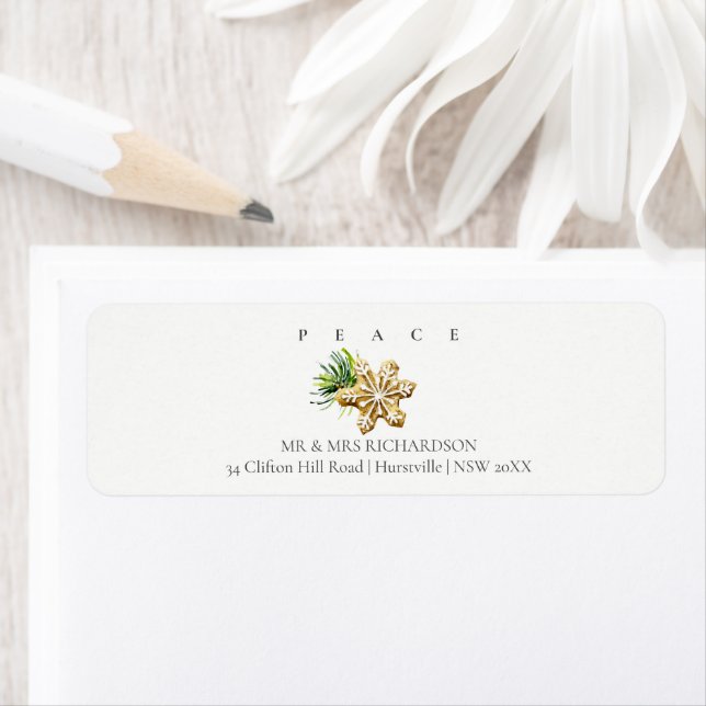 Soft Christmas Pine Star Cookie Address Peace Label (Insitu)