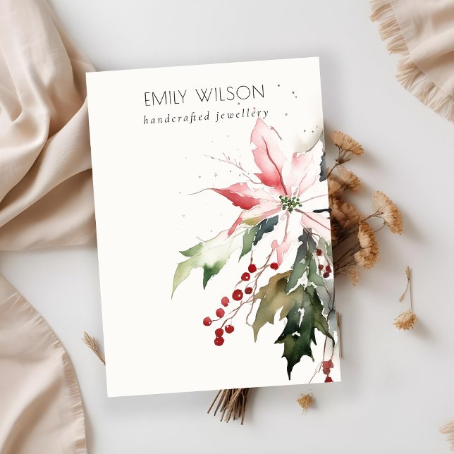 Soft Christmas Poinsettia Blank Jewelry Display Business Card (Creator Uploaded)
