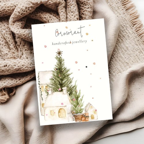 Soft Christmas Tree House Snow Earring Stud Holder Business Card