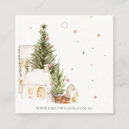 Soft Christmas Tree House Snow Earring Stud Holder Square Business Card