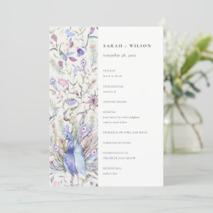 Soft Classy Ornate Floral Peacock Wedding Program