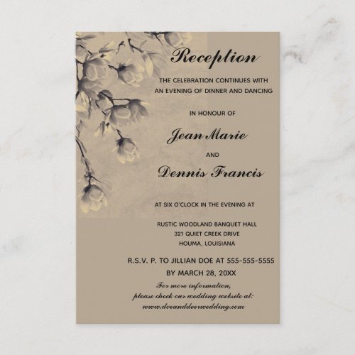 Soft Classy Taupe Floral Reception Enclosure Card