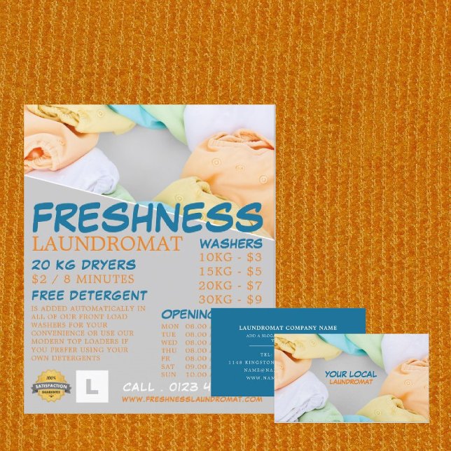 Soft Clothes, Laundromat, Cleaning Service Business Card (Creator Uploaded)