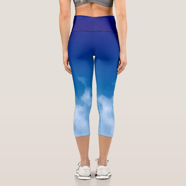 Soft Cloud Deep Blue Sky Capri Leggings (Back)