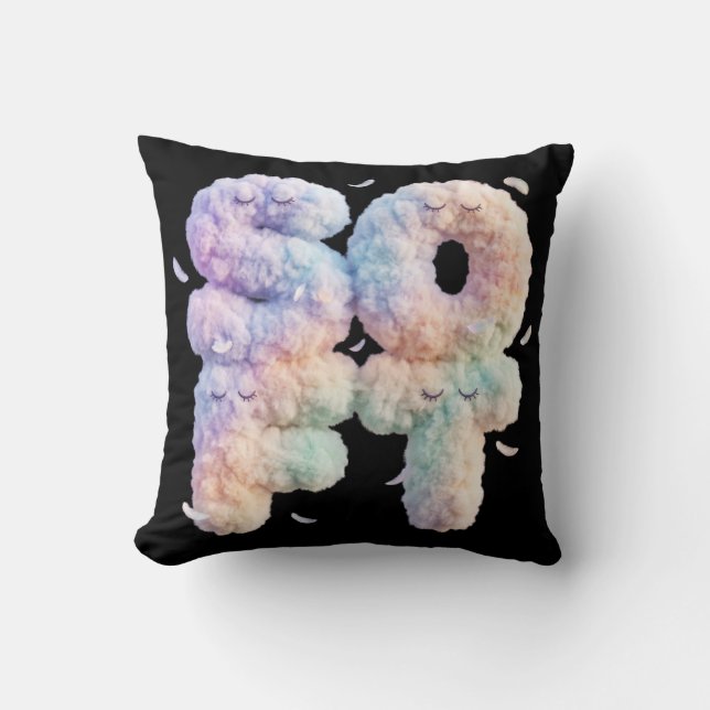 Soft Cloud Pastel Typography Cute Aesthetic Kawaii Throw Pillow (Front)