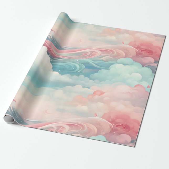 Soft Cloud Waves Wrapping Paper (Unrolled)