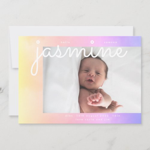 Soft Clouds  Gradient Ombre  Modern Photo Baby Announcement