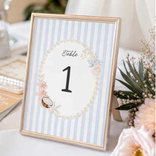 Soft Coastal Bridal Shower Table Number
