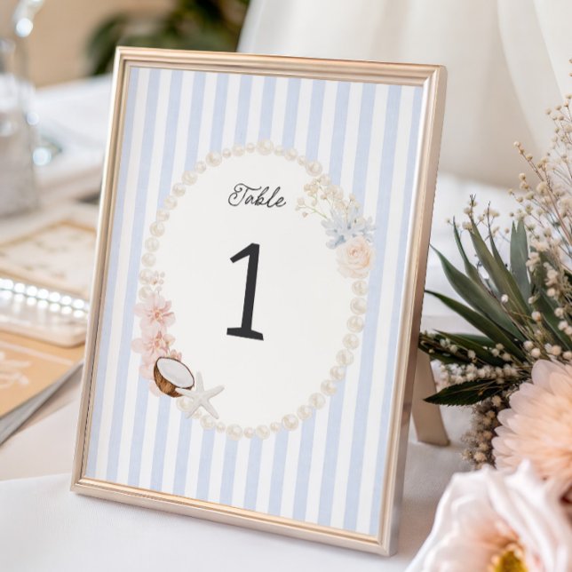 Soft Coastal Bridal Shower Table Number (Creator Uploaded)