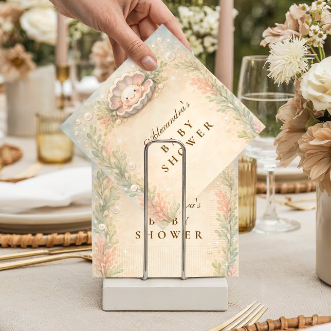 Soft Coastal Pearl Storybook Baby Shower Napkins (Creator Uploaded)