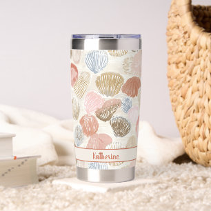 Soft Coastal Seashell Beach Pattern Insulated Tumbler
