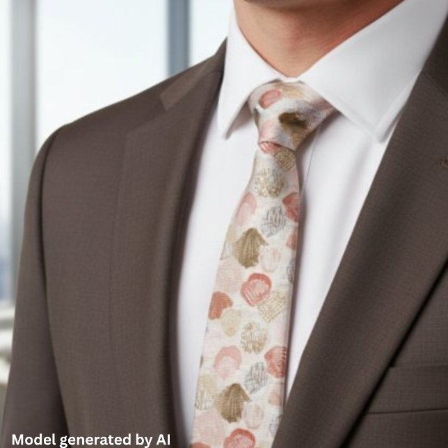 Soft Coastal Seashell Beach Pattern Neck Tie (Creator Uploaded)