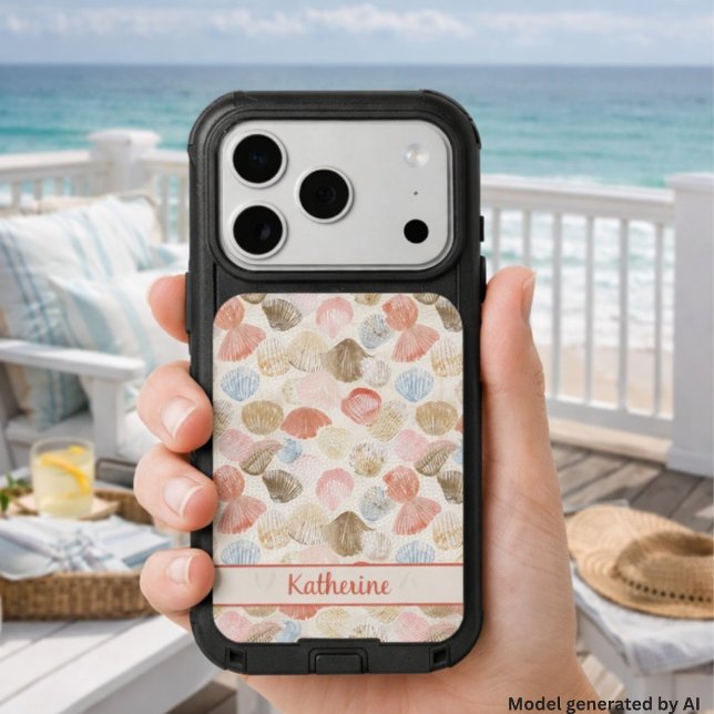 Soft Coastal Seashell Beach Pattern Otterbox iPhone Case (Creator Uploaded)