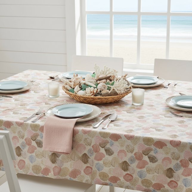 Soft Coastal Seashell Beach Pattern Tablecloth (Creator Uploaded)