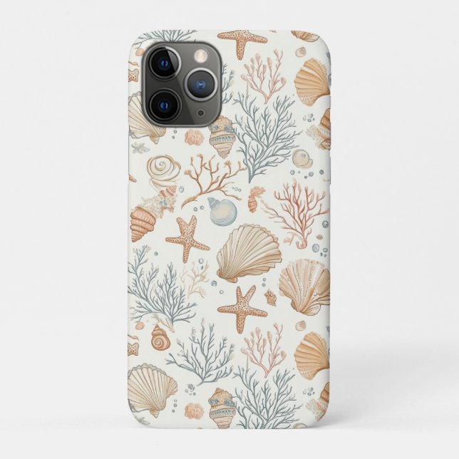 Soft Coastal Seashells & Coral Botanical Case-Mate iPhone Case (Back)