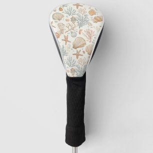 Soft Coastal Seashells & Coral Botanical Golf Head Cover