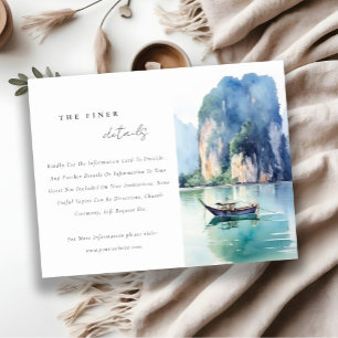 Soft Coastal Thailand Seascape Wedding Details Enclosure Card