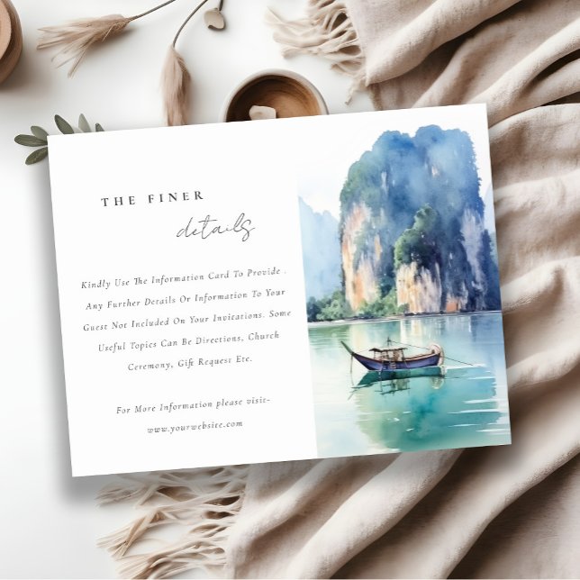 Soft Coastal Thailand Seascape Wedding Details Enclosure Card (Creator Uploaded)