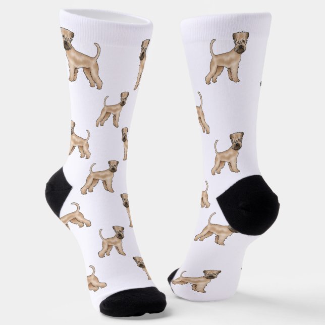 Soft-Coated Wheaten Terrier Beige Dog Pattern Socks (Angled)
