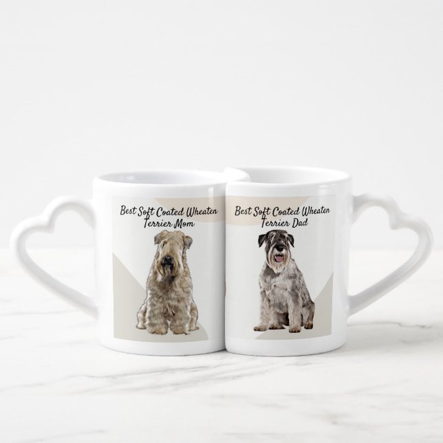  Soft Coated Wheaten Terrier Best Mom, Best Dad   Coffee Mug Set (Front Nesting)