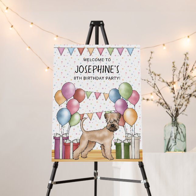 Soft-Coated Wheaten Terrier Birthday Party Welcome Foam Board (In Situ (Stand))