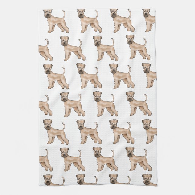 Soft-Coated Wheaten Terrier Cartoon Dog Pattern Kitchen Towel (Vertical)