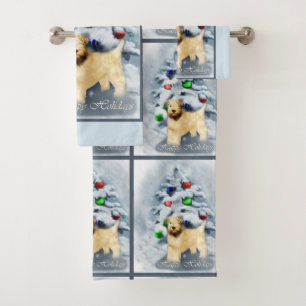 Soft Coated Wheaten Terrier Christmas Bath Towel Set