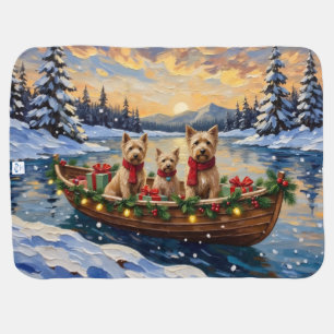 Soft Coated Wheaten Terrier Christmas Boat Holiday Baby Blanket