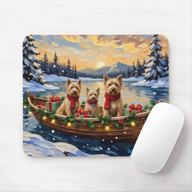 Soft Coated Wheaten Terrier Christmas Boat Holiday Mouse Pad (With Mouse)