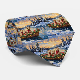 Soft Coated Wheaten Terrier Christmas Boat Holiday Neck Tie