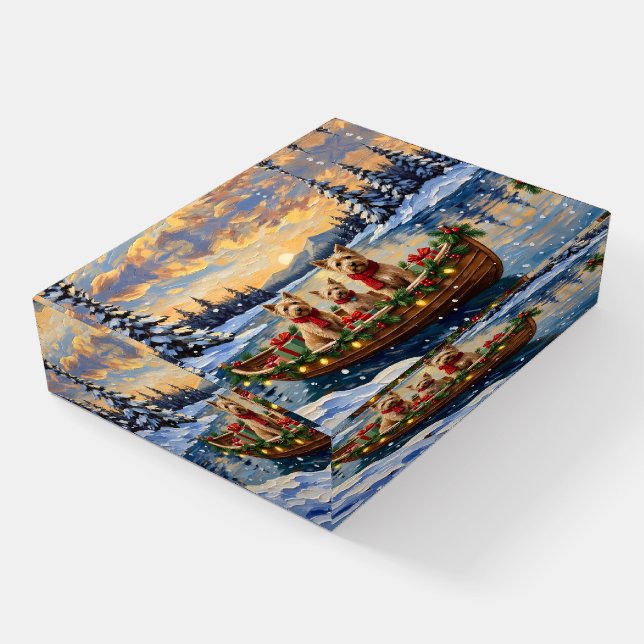 Soft Coated Wheaten Terrier Christmas Boat Holiday Paperweight (Angled)