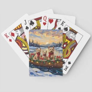 Soft Coated Wheaten Terrier Christmas Boat Holiday Poker Cards