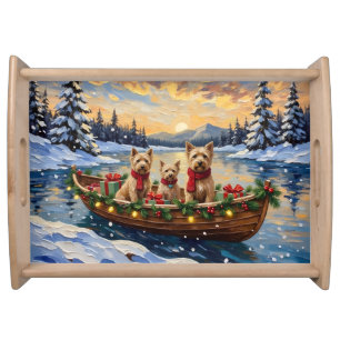 Soft Coated Wheaten Terrier Christmas Boat Holiday Serving Tray