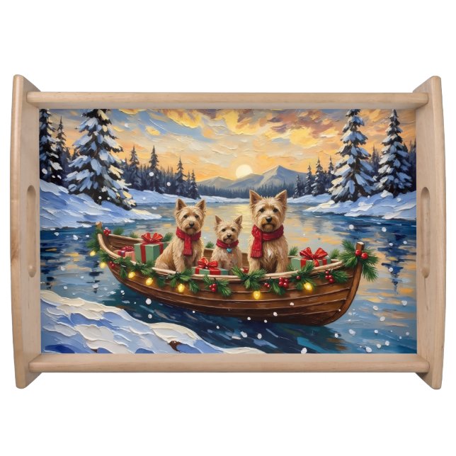 Soft Coated Wheaten Terrier Christmas Boat Holiday Serving Tray (Front)