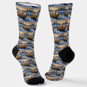 Soft Coated Wheaten Terrier Christmas Boat Holiday Socks
