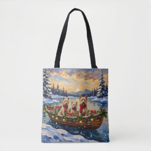 Soft Coated Wheaten Terrier Christmas Boat Holiday Tote Bag