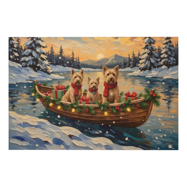 Soft Coated Wheaten Terrier Christmas Boat Holiday Wood Wall Art (Front)