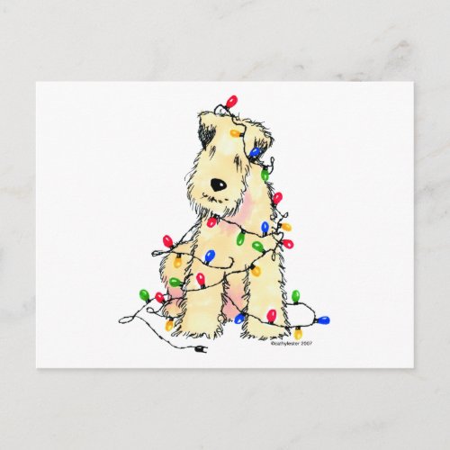 Soft Coated Wheaten Terrier _ Christmas Holiday Postcard