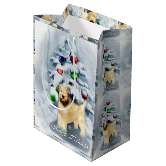 Soft Coated Wheaten Terrier Christmas Medium Gift Bag (Back Angled)