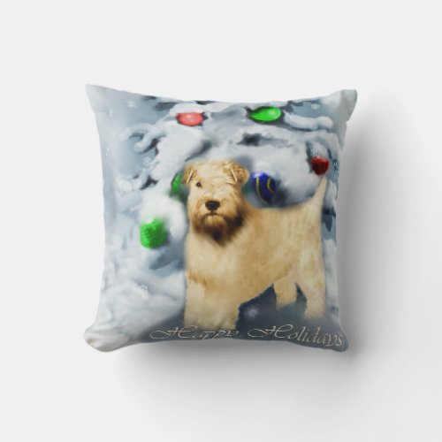 Soft Coated Wheaten Terrier Christmas Throw Pillow